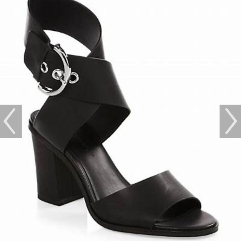 Rebecca Minkoff black stacked heel sandals